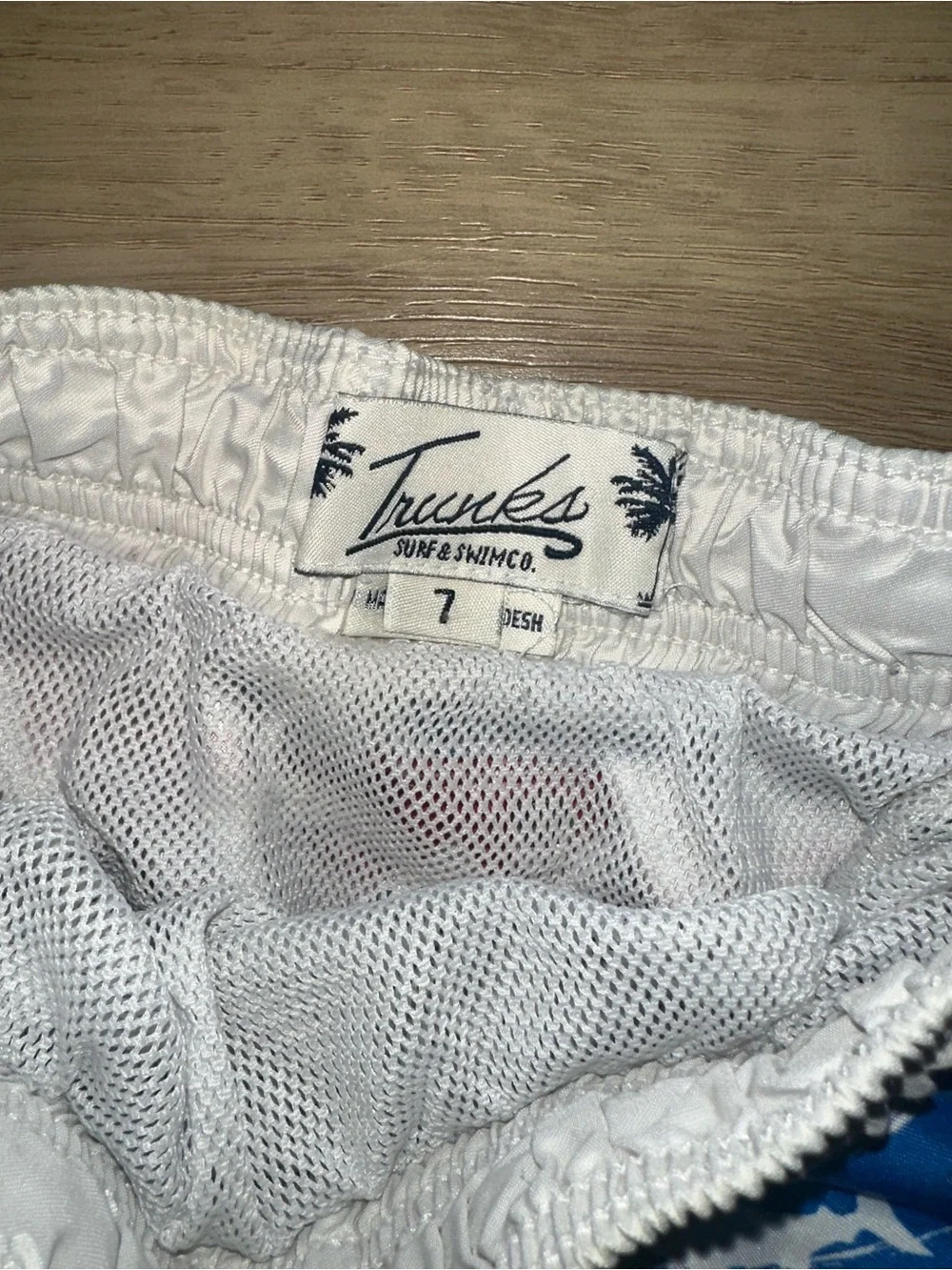 Kids' Blue and Red Shark-Print Swim Trunks